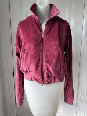NWT Suzie Kondi crop Zip Jacket XS Velour - Dusty Rose